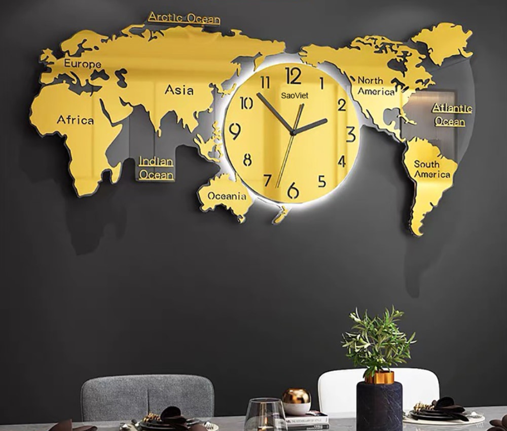 Lý do đồng hồ bản đồ thế giới treo tường được yêu thích